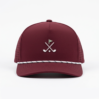 Casquette Snapback de sport d'extérieur imperméable en tissu extensible haute performance avec trous découpés au laser, 5 panneaux, chapeau de golf avec cordon et logo personnalisé