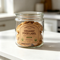 Étiquettes personnalisées en papier kraft en rouleau, autocollantes repositionnables pour l'impression d'étiquettes d'emballage de bocaux de produits alimentaires biologiques (Forest Pantry)