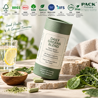 Emballage en tube de papier avec logo personnalisé pour les compléments alimentaires, les vitamines, les capsules, les poudres de légumes verts, boîtes cylindriques en carton OEM, tailles personnalisées