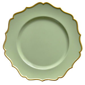 Eleganti Sottopiatti in Plastica Verde Ecologici con Bordo Dorato per Piatti da Cena - Product Image 2
