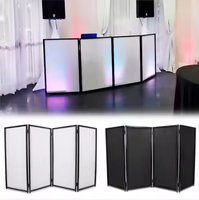 Façade de Scrims DJ Blanche et Noire pour Scène, Table Station DJ Événementielle avec Sac de Transport, Système de Cabine Mobile DJ pour Fête et Maison
