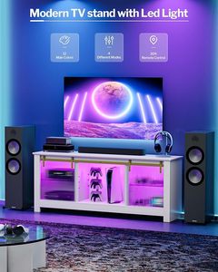 <span class=keywords><strong>Mueble</strong></span> de <span class=keywords><strong>TV</strong></span> para <span class=keywords><strong>TV</strong></span> de <span class=keywords><strong>65</strong></span> <span class=keywords><strong>pulgadas</strong></span> Soporte de <span class=keywords><strong>TV</strong></span> moderno de mediados de siglo con puerta de Granero Centro de entretenimiento con luz LED - Product Image 5