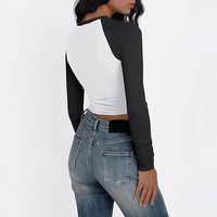 Chemise à manches longues pour femmes automne fille chaude mince couleur élastique correspondant légèrement court haut en soie de lait