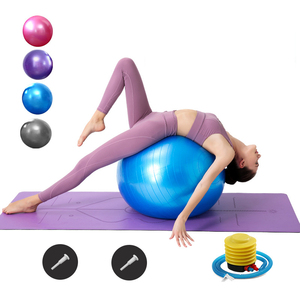 Ballon de yoga personnalisé avec logo, 65 cm, avec base, bande de résistance, anti-éclatement, ballon de fitness Pilates pour femmes enceintes, exercices à domicile - Product Image 1