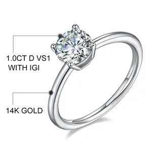 定制1ct 2ct 3ct 4ct 5ct 6ct订婚婚礼品牌珠宝14k 18k黄金实验室种植钻戒