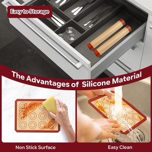 Tapis de cuisson en silicone avec cercles, résistant à la chaleur, pour macarons et biscuits, antiadhésif, réutilisable - Product Image 5