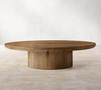 Table basse ronde en bois massif de style américain moderne, design antique, meubles de salon, avec matériau en chêne, rotin et verre