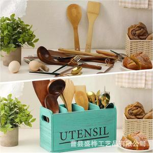 Wooden Utensil Storage Box <b>Kitchen</b> Organizer Multi Function For Cutlery And Cookware Countertop <b>Rack</b> Shandong Made - Product Image 3