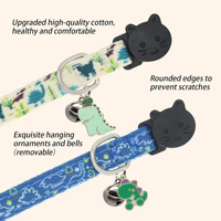 Collier pour chat et chien personnalisé, confortable, en coton, à dégagement rapide, avec clochette et décorations animales