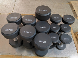 Set di Manubri Rotondi <span class=keywords><strong>in</strong></span> Acciaio Rivestiti <span class=keywords><strong>in</strong></span> Poliuretano (PU) per <span class=keywords><strong>Palestra</strong></span> - Pesi da Ginnastica <span class=keywords><strong>in</strong></span> Gomma/Uretano - Product Image 2