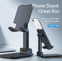 Support de téléphone portable en métal à angle et hauteur réglables pour bureau, compatible avec les smartphones.