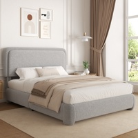 Base de lit moderne en flanelle de luxe, réglable, avec housse amovible et ports USB intégrés, assemblée pour suite parentale d'hôtel intelligent - Vente en gros