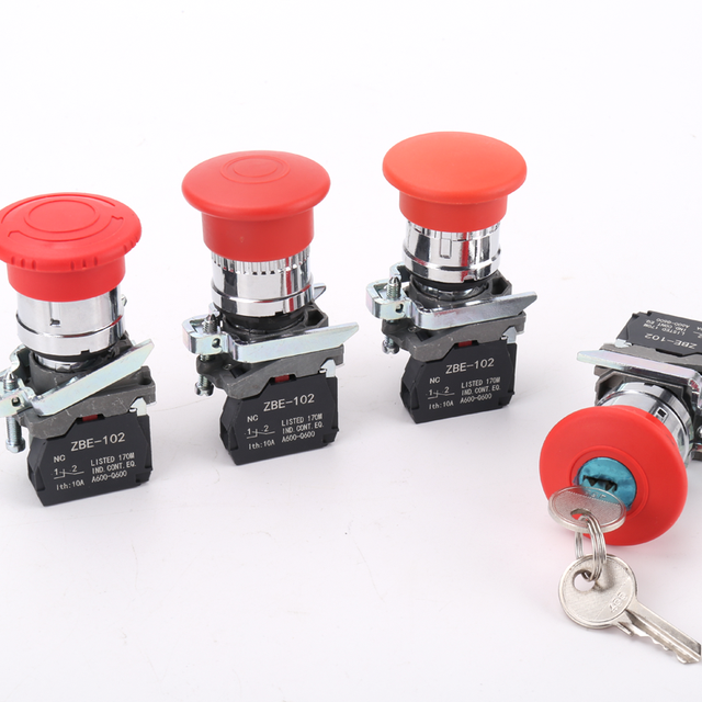 XB4 XB4-BS542 NC Red Momentary Emergency Stop Button 40mm Mushroom Head Spring Return Rotary Push Button Switches