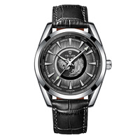 Montre mécanique de luxe automatique pour homme 2026 avec tourbillon, bracelet en cuir, aiguilles, boîtier en acier inoxydable, résistance à l'eau 3 ATM