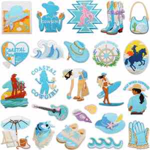 Nouvelle Patch thermocollant brodé style Western côtier, motifs Cowgirl, Coucher de soleil, Plage, Vague, Cheval, Coquillage, Perle, Bottes, pour la décoration de chapeaux et vêtements - Product Image 3