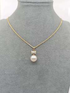 UM เครื่องประดับสร้อยคอทองคำแท้18K สร้อยคอประดับมุกอโกย่าเพชรธรรมชาติสำหรับทุกเพศ/ผู้ชาย/ผู้หญิงวันครบรอบแต่งงานประจำวันของขวัญปาร์ตี้ NGTC - Product Image 3