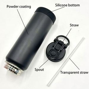 Custom logo 1L Leak-Proof Stainless Steel Sport Travel School 32oz 1000ml Insulated Water Bottle <b>with</b> 2-in-1 <b>Straw</b> and Spout Lid - Product Image 5