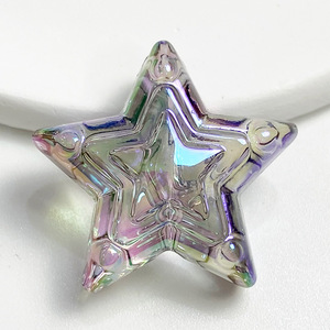 Perles étoiles irisées AB en acrylique de 24 mm, transparentes effet aurore, à grand trou, pour la fabrication de bijoux DIY (bracelets, colliers) - Vente en gros - Product Image 4