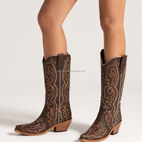 CHENO 2026 Nouvelles bottes de cow-boy vintage brodées marron de style western pour femmes et nouvelle marque avec personnalisation du logo