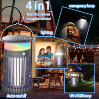 Piège à insectes solaire avec lumière ambiante RVB et exterminateur électrique - Piège à insectes multifonction suspendu pour l'intérieur et l'extérieur
