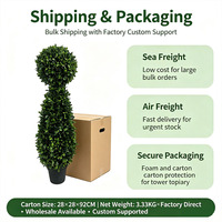 Künstlicher Pyramiden-Topiary-Baum mit Kugelspitze H92cm Künstliche Grüne Topfpflanze für Heim Hochzeit Party Garten Veranda Dekoration