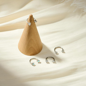 Anneau de nez en acier inoxydable en forme de U, 0,8-1,0 mm, avec fleur en zircon, bijou de piercing - Product Image 3