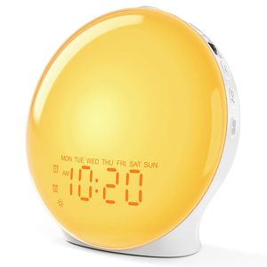 New Smart Wake up Light Sunrise Alarm Clock for Kids Adults Bedroom RGB Decor Night Light with Simulation <b>Speaker</b> - Product Image 1