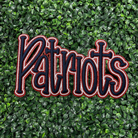 Écusson de football personnalisé brodé en 3D, motif Patriots, avec fond pailleté et points en relief, badge sportif pour vestes en tissu