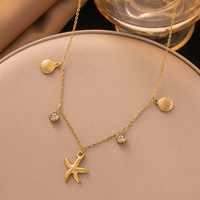 Collier pendentif en coquillage avec zircon coloré plaqué or en acier inoxydable, style tendance de célébrité d'Internet, nouvelle mode européenne YL
