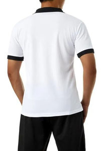 Camiseta de color de contraste de semi-cremallera Polo de manga corta con cremallera de poliéster de verano - Product Image 4