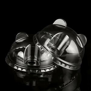 Couvre-gobelets jetables en PET transparent 89/92/93/98mm, couvercles plats ouverts facilement, type dôme, pour boissons froides et bubble tea - Product Image 2