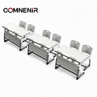 Ensemble moderne de bureau et chaise double pour étudiants, mobilier de classe, table d'étude réglable pour l'école primaire, le collège et le lycée