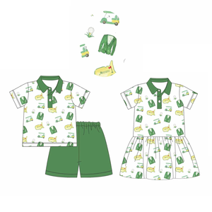 Conjuntos de Shorts para Niños con Estampado Personalizado de Carrito de Golf, Vestidos Lindos para Niñas, Conjuntos a Juego para Hermanos, Ropa de Bebé al por Mayor, Nuevos Estilos - Product Image 4
