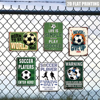 Letrero Metálico Plano de Fútbol, Impresión 2D, Decoración de Pared con Mensaje Deportivo Motivacional para Gimnasio, Patio Trasero, Sala de Deportes