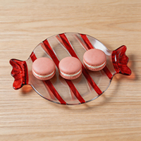 Plato de Postre Navideño Festivo, Ecológico, de Cristal sin Plomo, con Forma de Caramelo, Creativo, para Dulces, Frutas y Postres