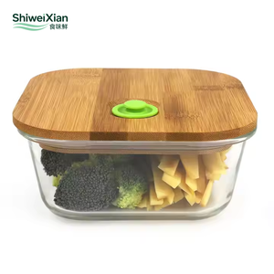 Shiweixian Tre Nắp Bento Hộp Ăn Trưa, Lò Microwave Thủy Tinh Thực Phẩm Lưu Trữ Container Với Nắp Tre - Product Image 2