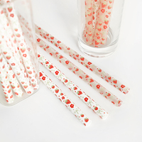 Nouvelles pailles réutilisables en plastique PP rigide imprimées fraises, 12 pouces, écologiques, avec logo personnalisé, pour gobelet Stanley 40 oz