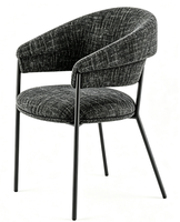 Fauteuil moderne avec structure en métal, chaise de salle à manger en tissu noir design, chaise commerciale pour restaurant, hôtel et banquet