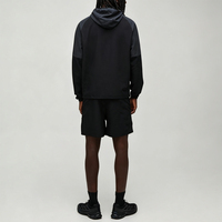 Ensemble de survêtement pour homme avec veste coupe-vent à capuche et short, impression personnalisée sur écran, couleurs contrastées, fermeture éclair intégrale, 2 pièces