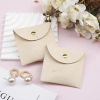 Pochette de rangement en microfibre personnalisée avec bouton-pression, style enveloppe, pour bijoux (bague, boucles d'oreilles, collier) et emballage de bijoux