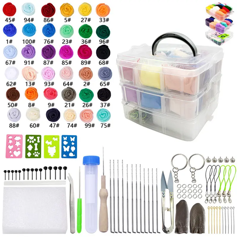 40 colori infeltrimento ago infeltrimento Starter Kit lana fai da te feltro ago peluche portachiavi giocattoli per bambini