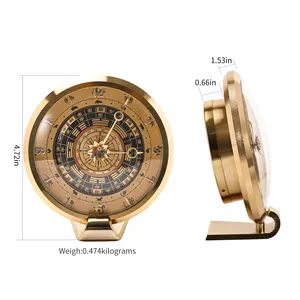 HONG QIAN 골동품 럭셔리 유럽 중세기 벽난로 금테 황동 전기 도금 18K 골드로 만든 12 조디악 표지판 시계
