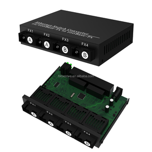 Convertidor de Medios Ópticos de Fibra SC de Alta Estabilidad, 100 Mbps, 4 Puertos de Fibra, 4 RJ45, Transceptor y Receptor Óptico de Fibra de 25 KM - Product Image 1