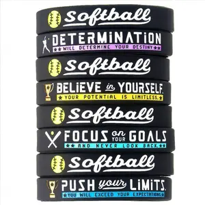 Softball wristbands צמיד סיליקון מוטיבציה צמיד יד סיליקון צמיד ספורט גומי מותאם אישית