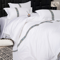 Parure de lit de luxe 4 pièces en coton, bord large, moderne et raffinée, taille personnalisable, respirante et écologique pour la maison