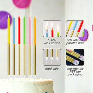 Venta al por Mayor de 12 Velas de Cumpleaños de Arcoíris, Largas y Delgadas, de Cera de Parafina, No Tóxicas, Ecológicas, Decoración para Pasteles de Año Nuevo y Bodas - Product Image 4