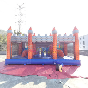 Château gonflable pour enfants Hupfburg Ritterburg, combo château gonflable et toboggan double - Product Image 2