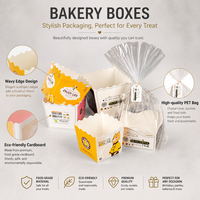 Boîte à pâtisserie festonnée tendance 2026 avec sac PET transparent, gobelet en papier écologique et durable pour biscuits, logo OEM
