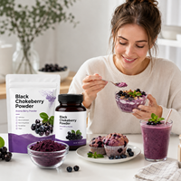 LongBio Aronia Bessenpoeder Zwarte Chokeberry Fruitpoeder Vriesgedroogd Spraygedroogd Voedingsmiddelkwaliteit Bulk Groothandel OEM ODM Leverancier