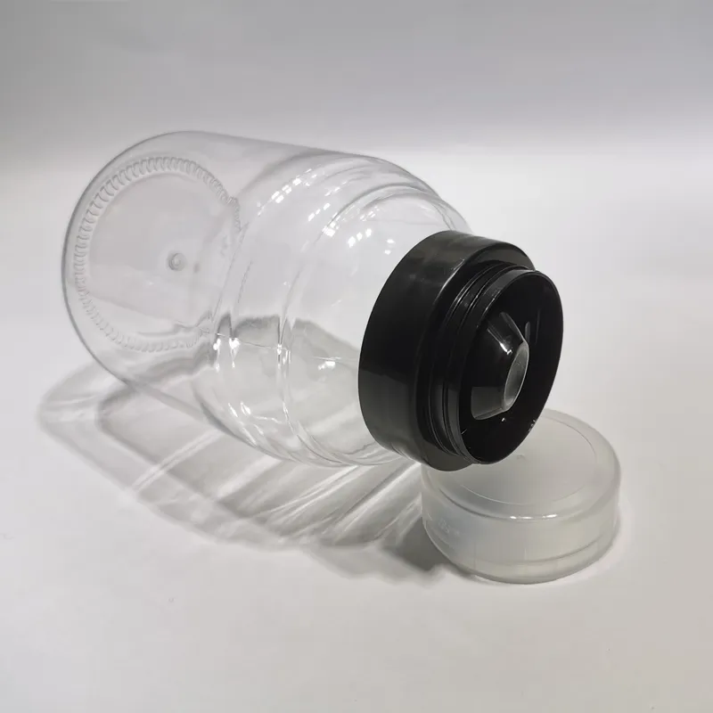 Wholesale Empty 500g Transparent Plastic Food Storage Bottle Round 1000g Honey PET Container Customized Logo